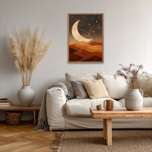 Crescent Moon Boho Art Poster