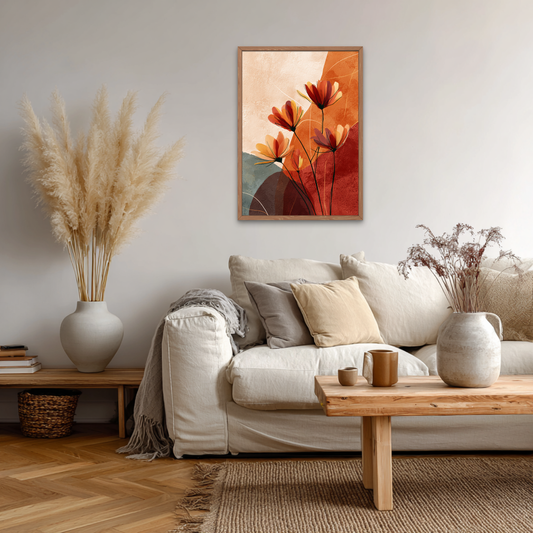 Abstract Flowers Boho Art Poster