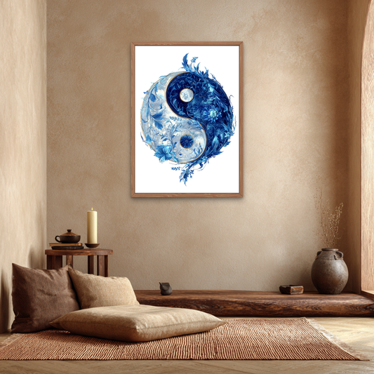 Floral Duality Yin-Yang Poster