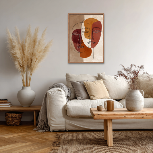 Two Abstract Faces II Boho Art Poster