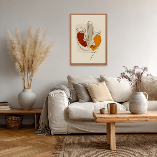 Two Abstract Faces Boho Art Poster