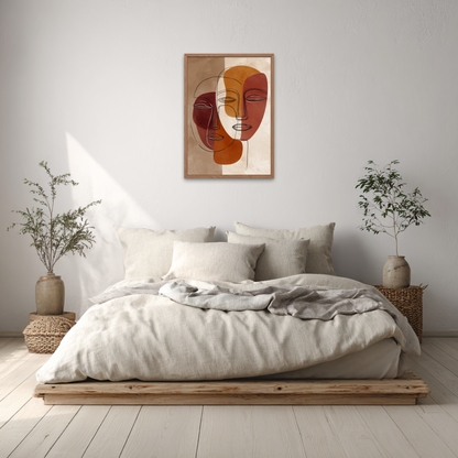 Two Abstract Faces II Boho Art Poster