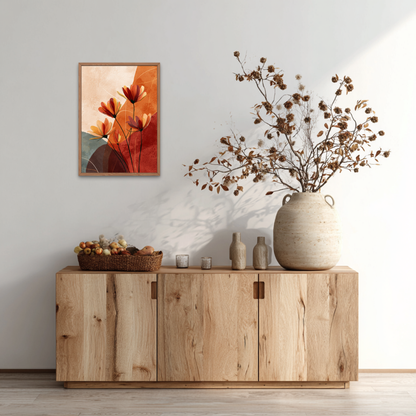 Abstract Flowers Boho Art Poster
