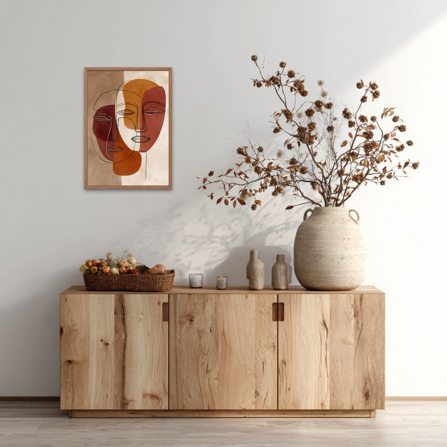 Two Abstract Faces II Boho Art Poster