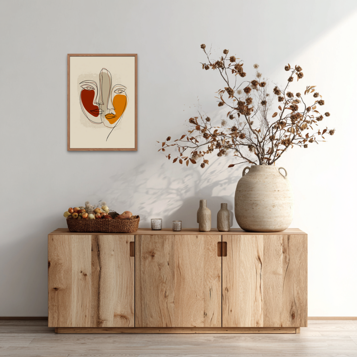 Two Abstract Faces Boho Art Poster