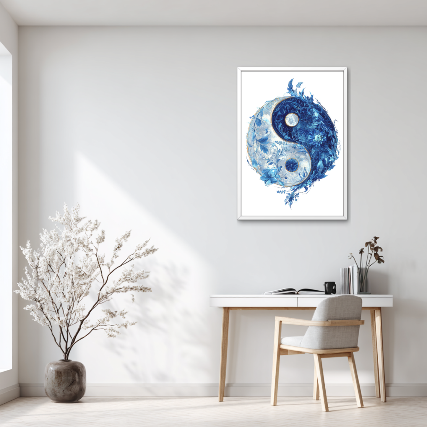 Floral Duality Yin-Yang Poster