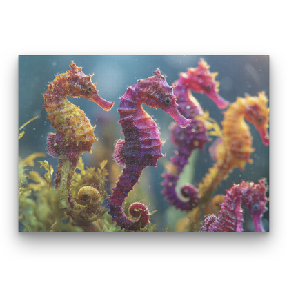 Colorful Seahorses Leinwandbild