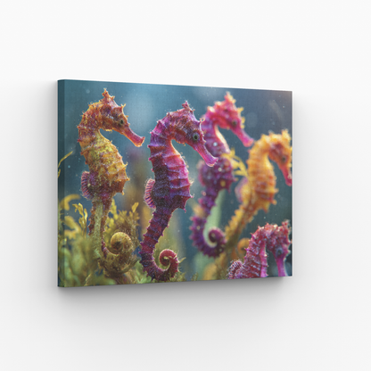 Colorful Seahorses Leinwandbild