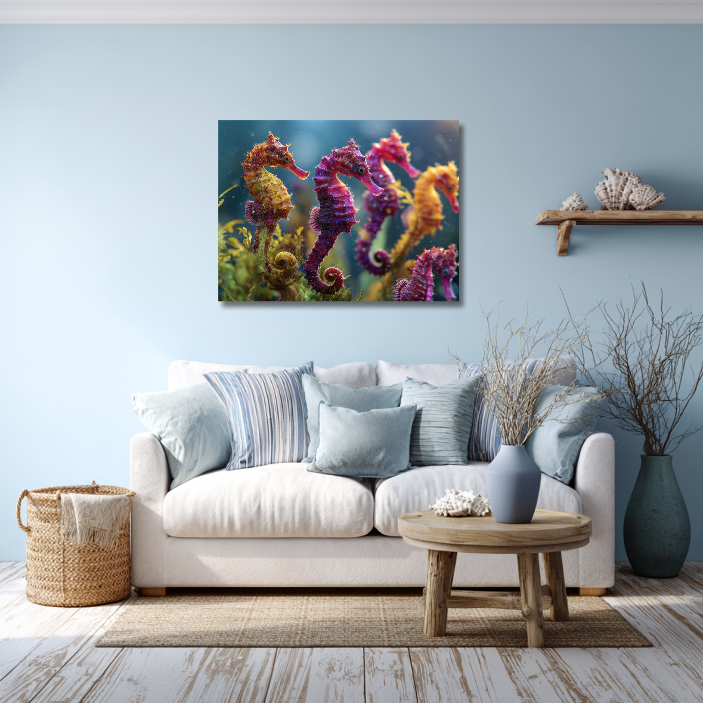 Colorful Seahorses Leinwandbild