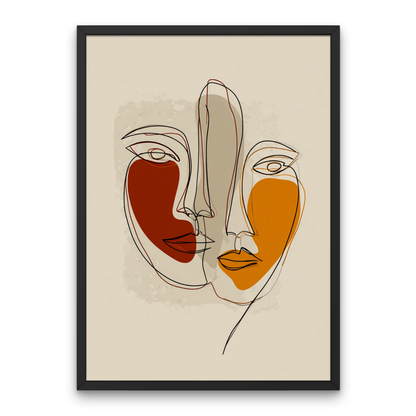 Two Abstract Faces Boho Art Poster