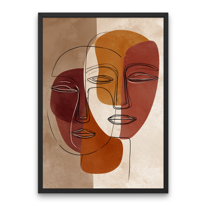 Two Abstract Faces II Boho Art Poster