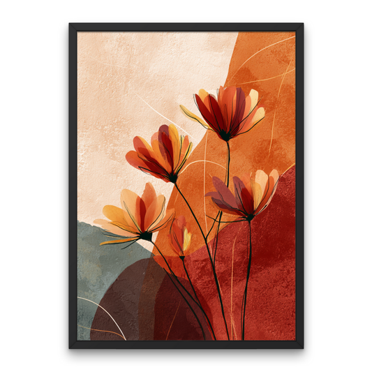 Abstract Flowers Boho Art Poster