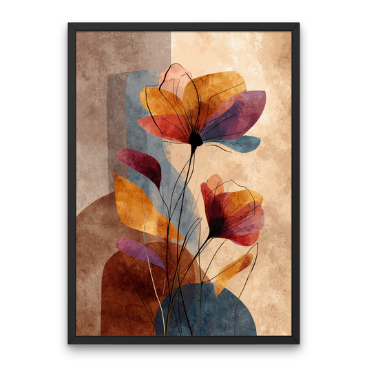Abstract Flowers II Boho Art Poster
