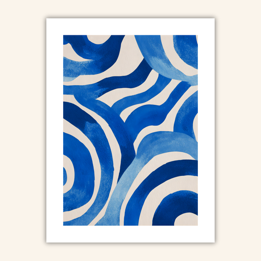 modernes abstraktes poster mit blauen formen minimalistische wandkunst